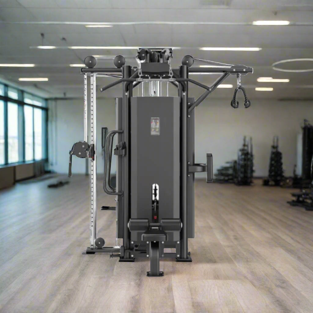4 Station Lat Pull/Low Row/Tricep in a gym