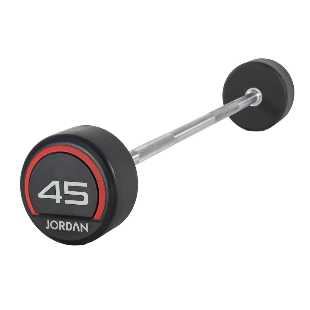 Jordan Fitness Rubber Barbells Straight Bar - Red - 45kg