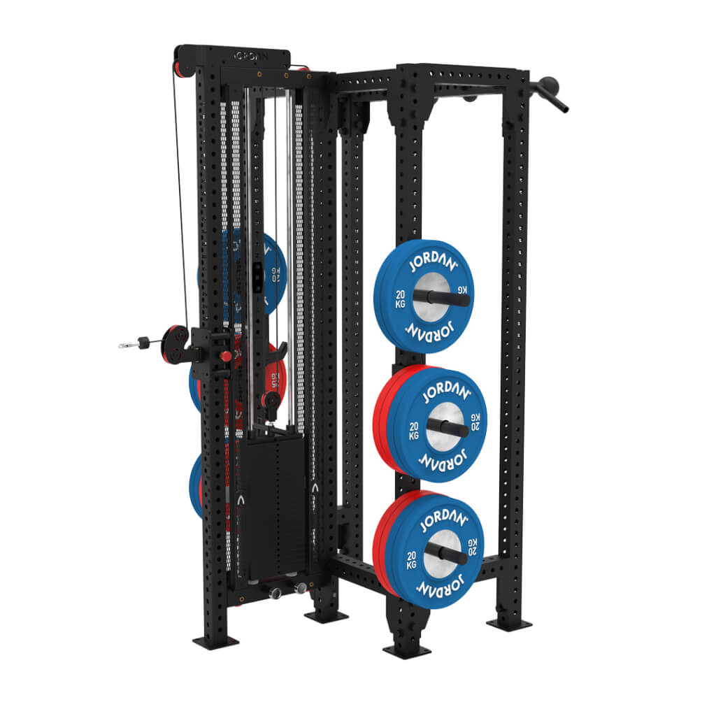 J75T Rack Includes J-Hooks back view with weights