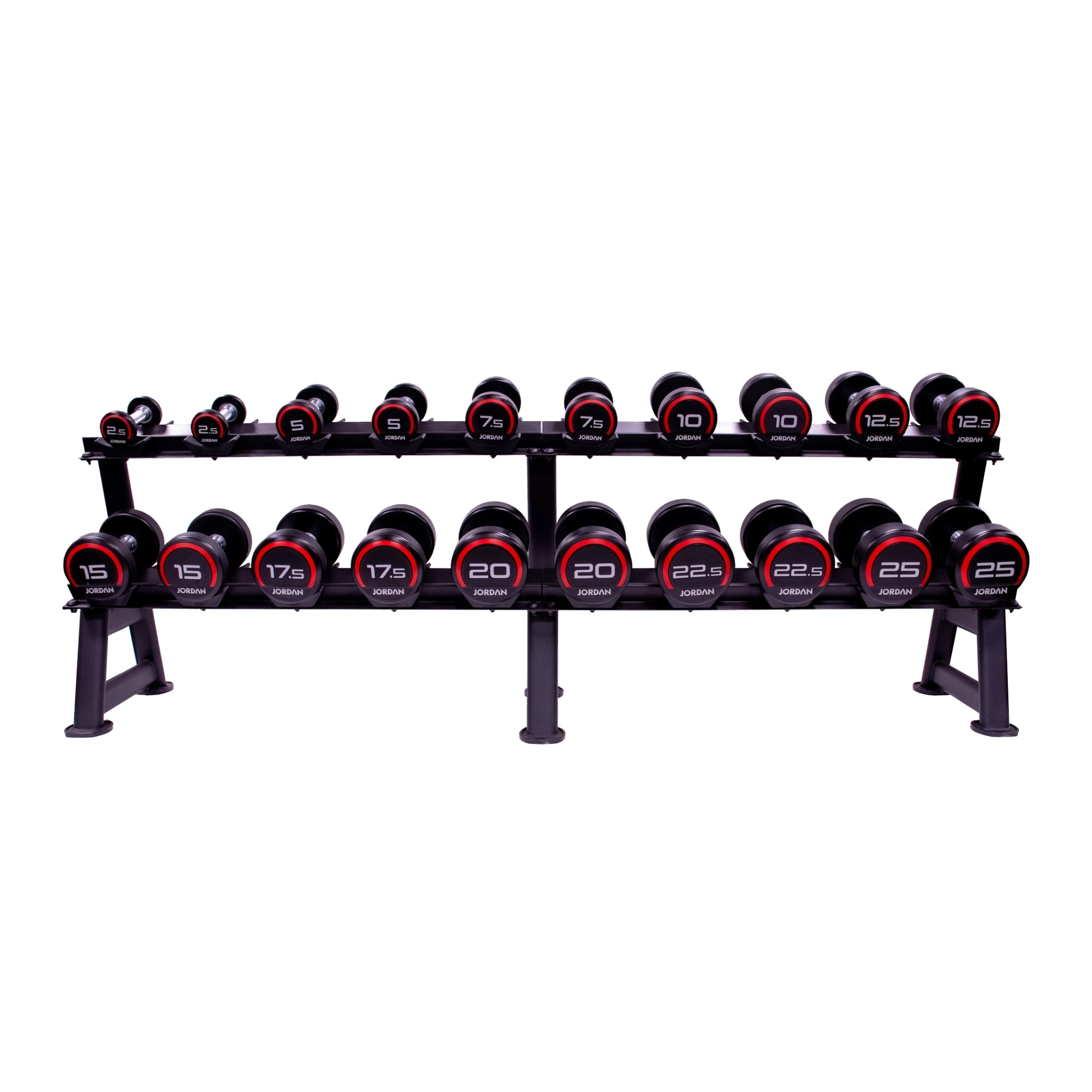 Jordan Fitness 10 Pair Dumbbell Rack (2 Tier) - Black - Ideal solution for dumbbell storage