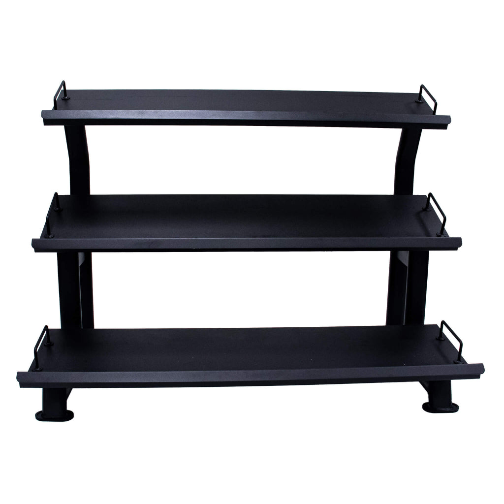 Jordan Fitness Hex Dumbbell Rack - 2 Tier or, Black - 10 - pair - Front View - no weights
