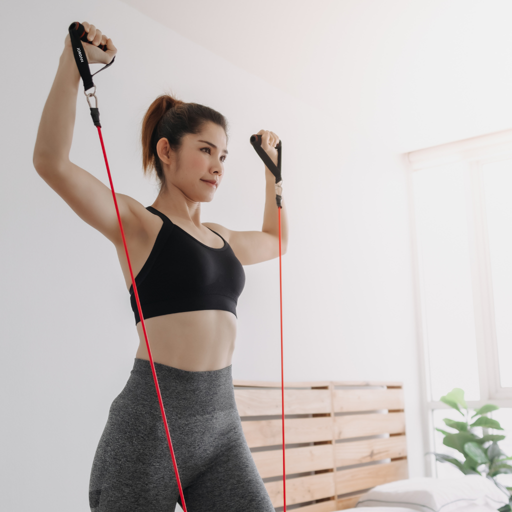 Jordan Resistance Tubes – Woman training with Colour-Coded Levels for Functional Workouts