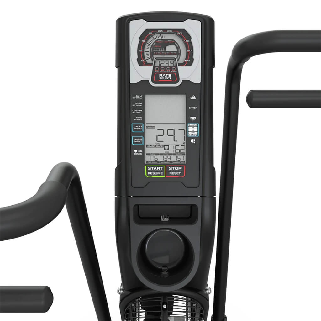 OCTANE ADX Fan Bike digital display view in black