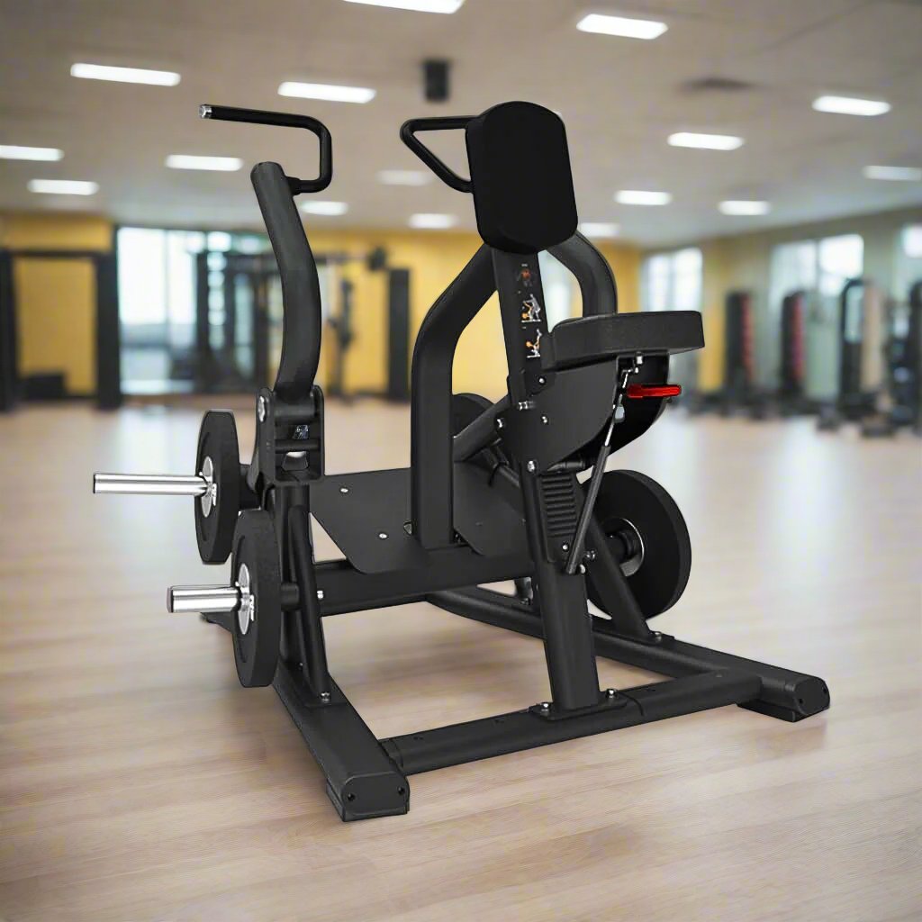 Attack Strength Adjustable Plate Loaded Row - Matte Black gym setting
