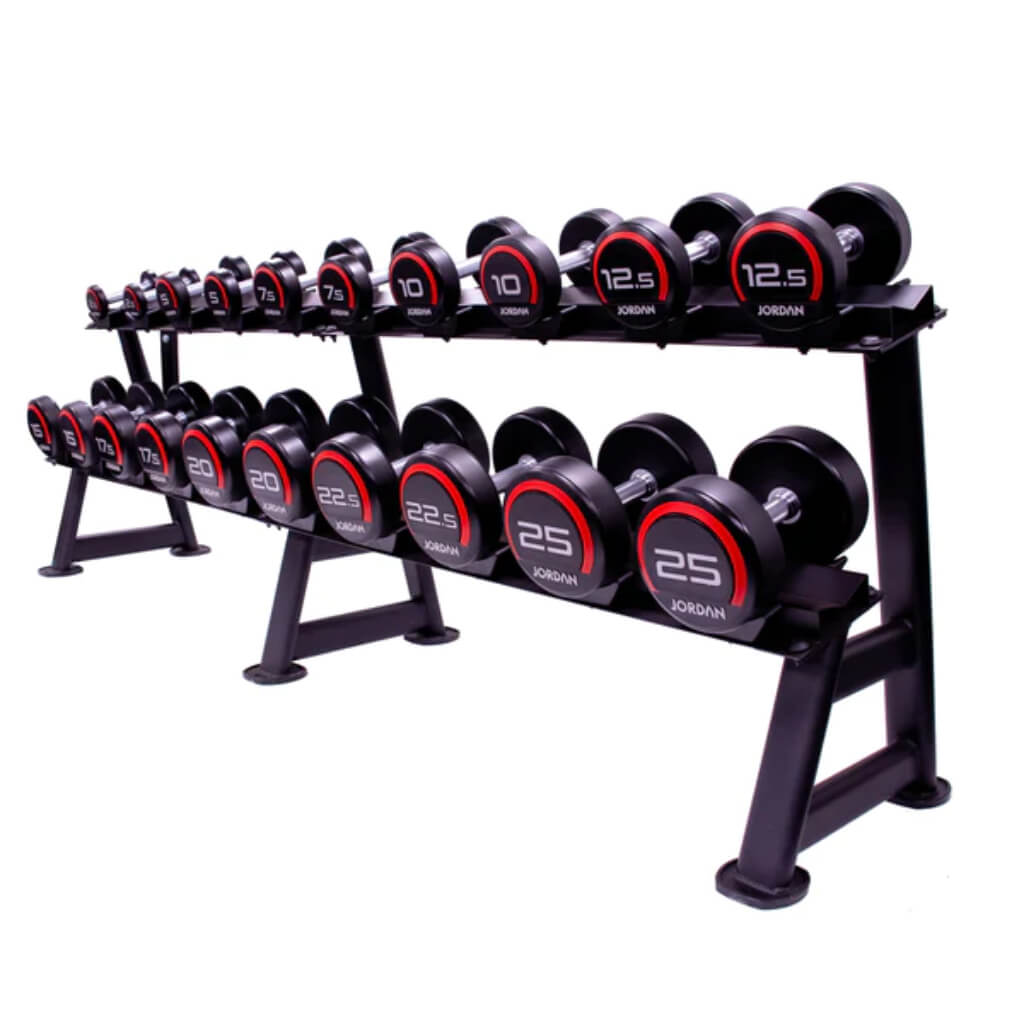 12 Pair dumbbell rack | black | perfect solution for storing and keeping your gym clutter free ( 2 TIER ) - 