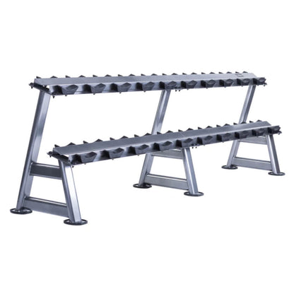 12 Pair dumbbell rack | grey | perfect solution for storing and keeping your gym clutter free ( 2 TIER ) - 