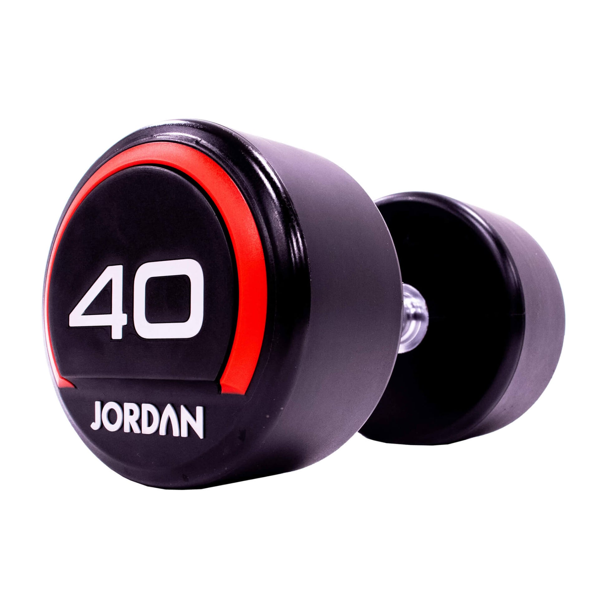 40kg Jordan Fitness Rubber Dumbbells - Red - side view