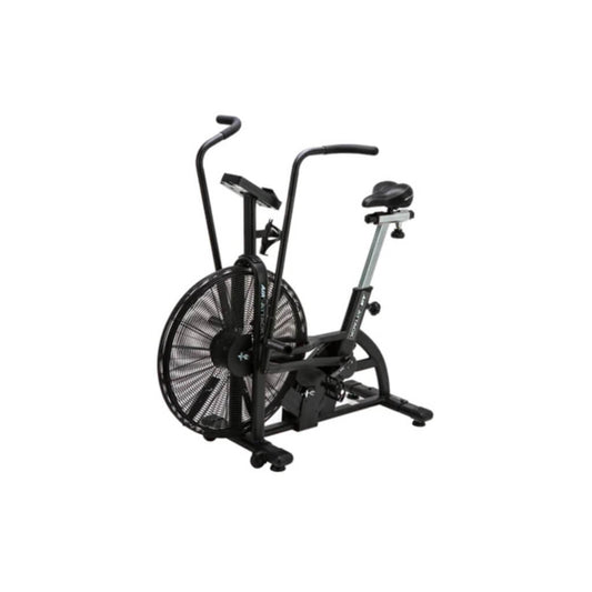 the Air Attack Bike, a high-quality fitness machine that seamlessly integrates traditional air bike features with a sturdy design. The dual-action mechanism targets both upper and lower body muscles