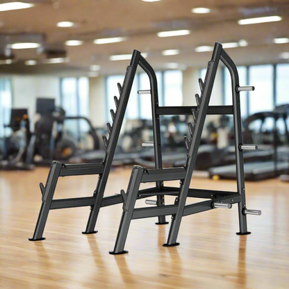 Attack Strength Squat Rack in a gym setting