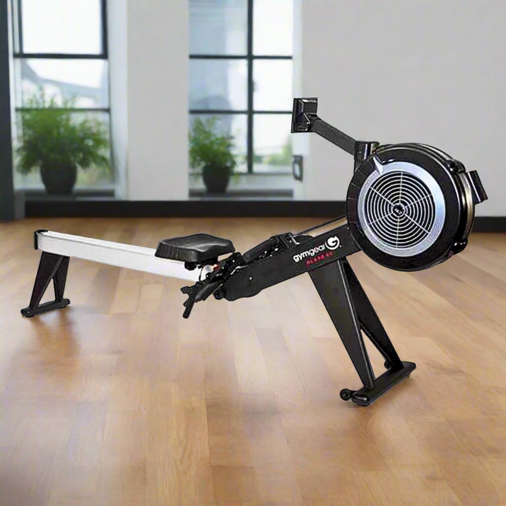 Blade2.0 Adjustable Resistance Rowing Machine - black and silver in home gym setting