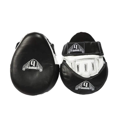 Hatton Leather Airpro Focus Pads - Pair leather hook and jab pads designed for speed and combo drills, perfect for partner workouts and personal trainers in black and white