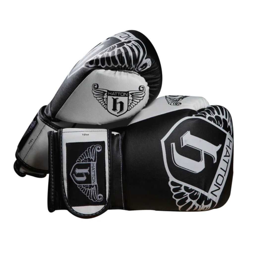 Hatton PU Boxing Glove (Pair) - Black. leather hook and jab pads, designed for speed and combo drills, with Air Flow technology for protection and ventilation