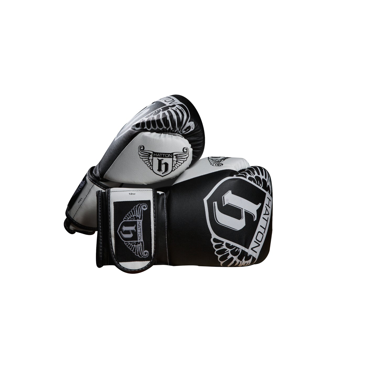 Hatton PU Boxing Gloves 14oz in black and white