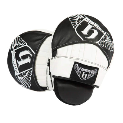 Hatton PU Curved Hook and Jab Pads in black and white