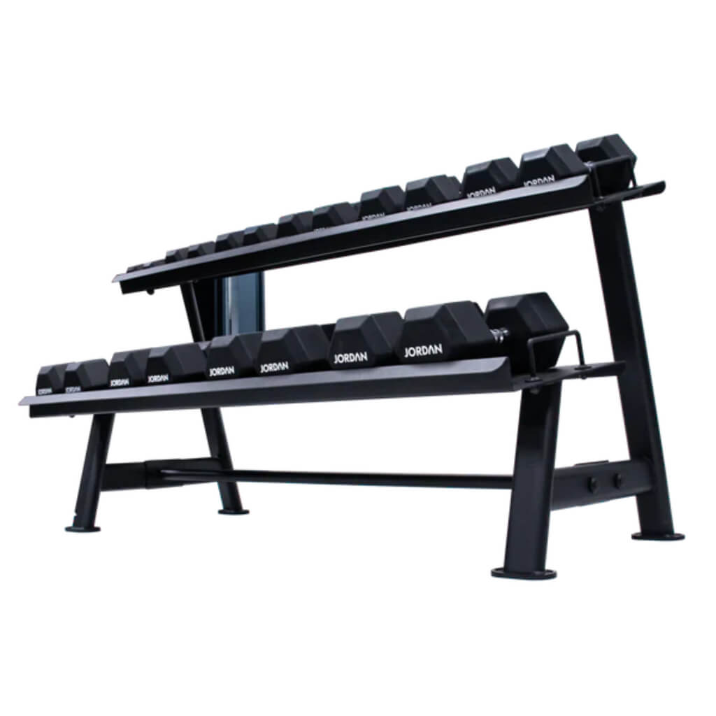 Organise your gym with our durable Jordan Fitness Hex Dumbbell Rack that holds complete sets of up to 30kg, perfect for both commercial and home gyms.