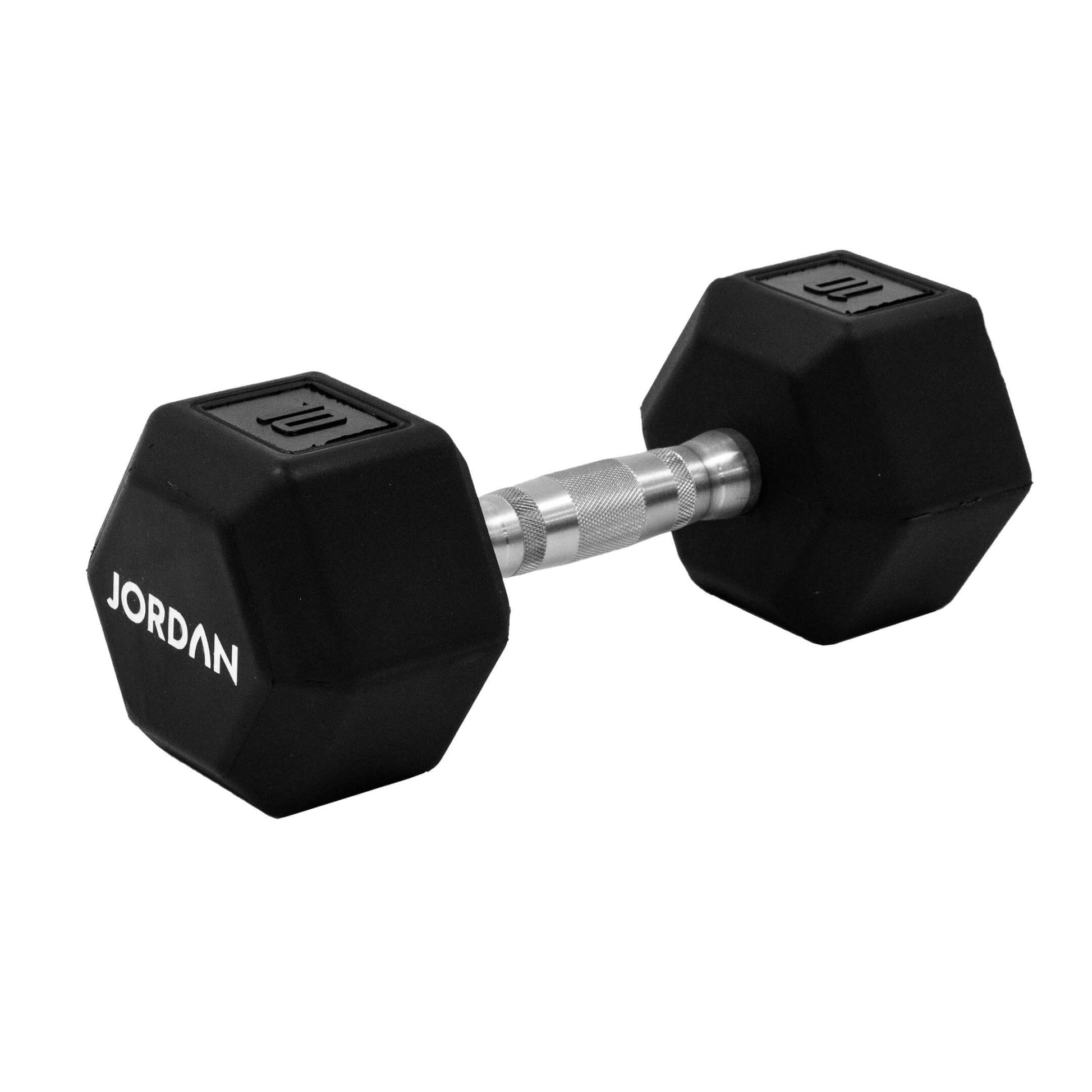 Introducing Our Upgraded Jordan Urethane HEX Dumbbells  The perfect addition to any home gym, smaller commercial clubs, or CrossFit Boxes, the Jordan Urethane HEX Dumbbells are engineered to provide a superior workout. black 10