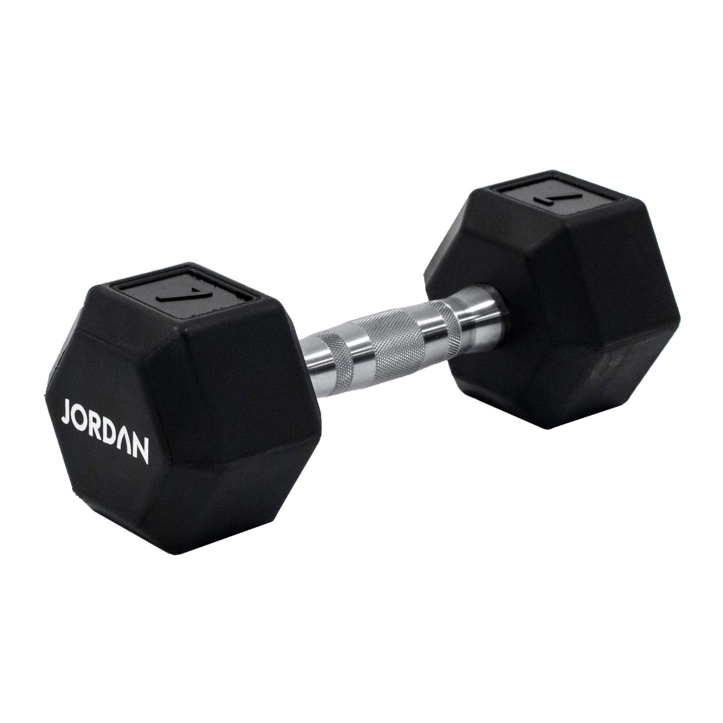 Introducing Our Upgraded Jordan Urethane HEX Dumbbells  The perfect addition to any home gym, smaller commercial clubs, or CrossFit Boxes, the Jordan Urethane HEX Dumbbells are engineered to provide a superior workout. black 7kg