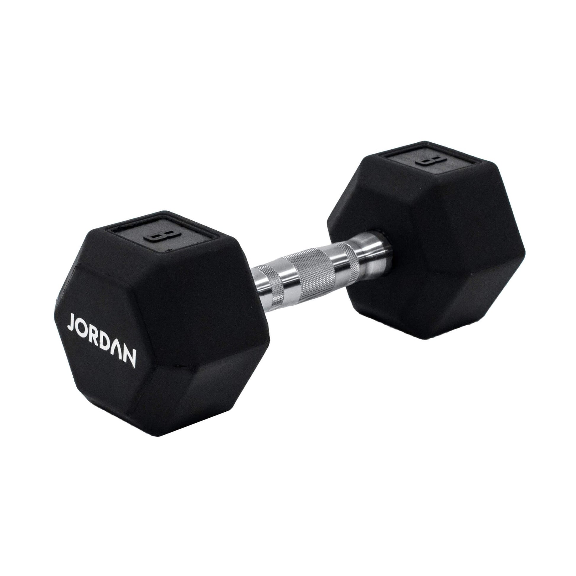 Introducing Our Upgraded Jordan Urethane HEX Dumbbells  The perfect addition to any home gym, smaller commercial clubs, or CrossFit Boxes, the Jordan Urethane HEX Dumbbells are engineered to provide a superior workout. black 8kg