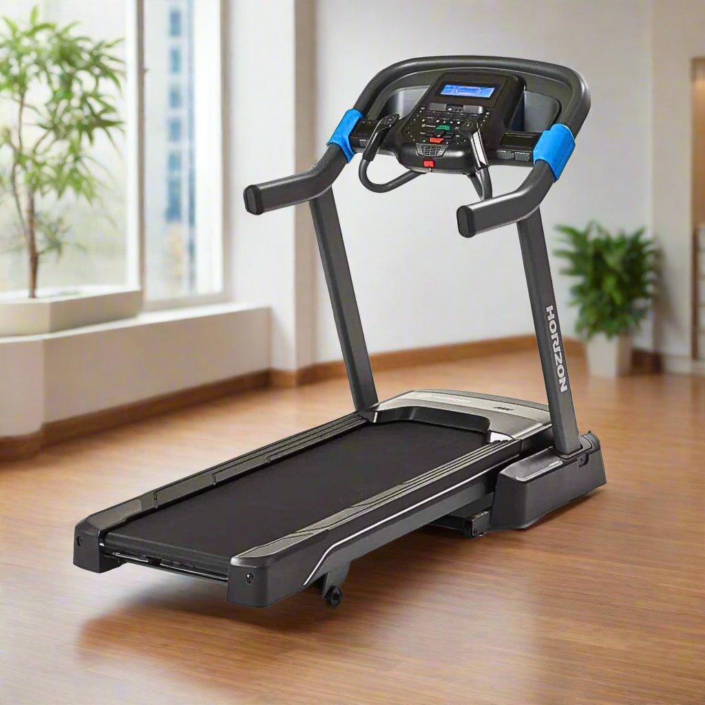 Horizon Fitness 7 AT in black - home gym setting