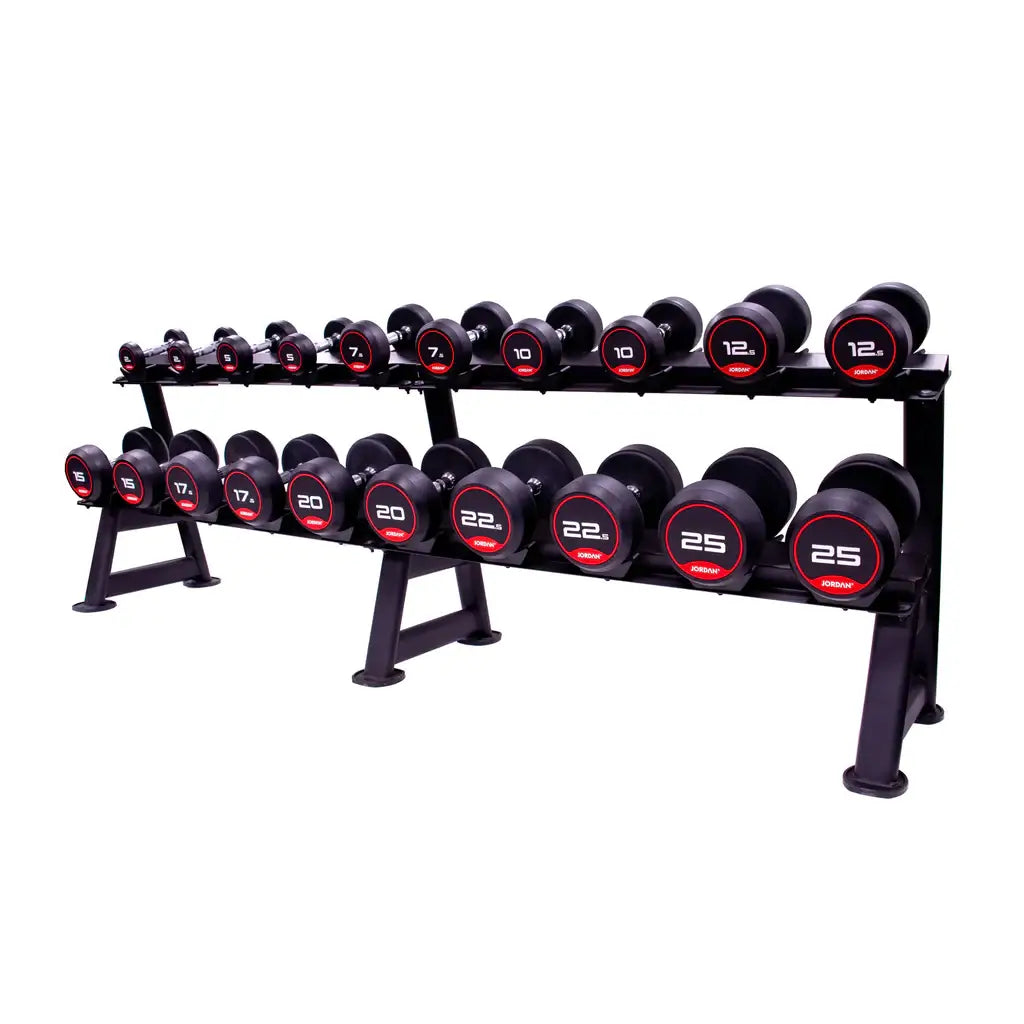 10 Pair Dumbbell Rack ( 2 TIER ) in black. Perfect for organising your dumbbells and keeping your gym clear and tidy