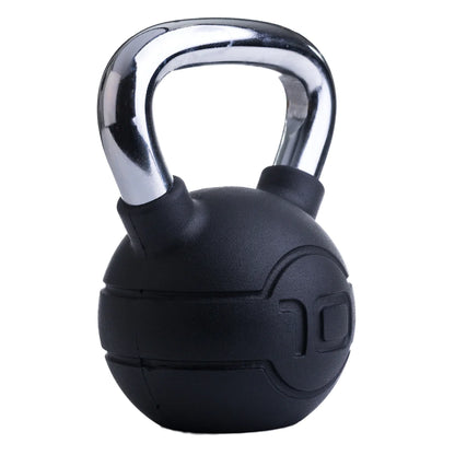 Jordan Fitness - Chrome/Rubber Kettlebells 10KG . black rubber bottom with a chrome handle 