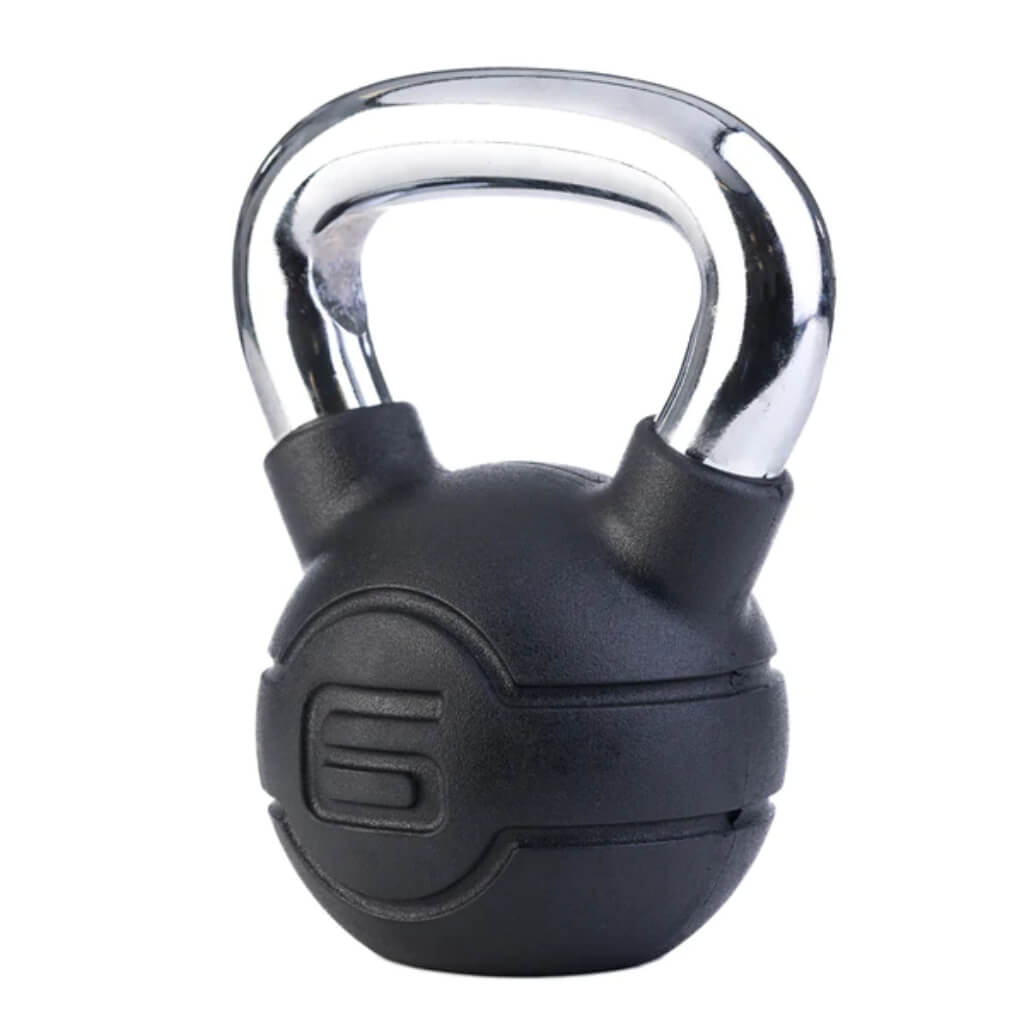 Jordan Fitness - Chrome/Rubber Kettlebells 4KG . black rubber bottom with a chrome handle 