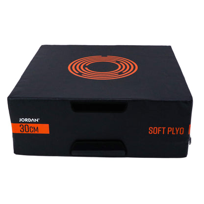 JordanFitness 12-inch Soft Plyo Box -Black and Orange. Made of high-density foam blocks covered in non-slip vinyl