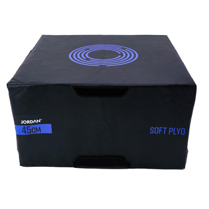 Jordan Fitness18-inch Soft Plyo Box -Black and Purple. Made of high-density foam blocks covered in non-slip vinyl