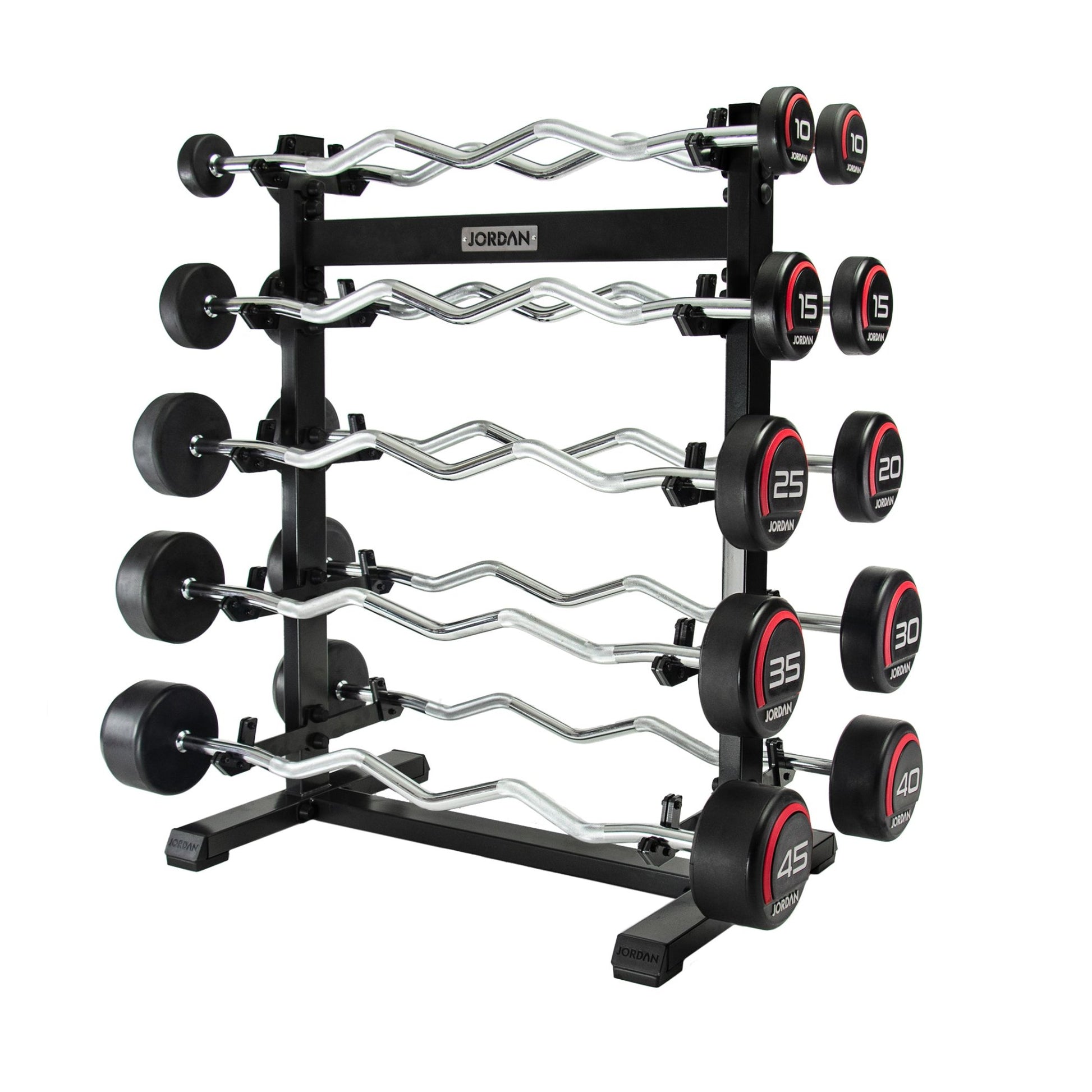 Jordan Fitness Barbell Rack - Black, Holds 10 Barbells