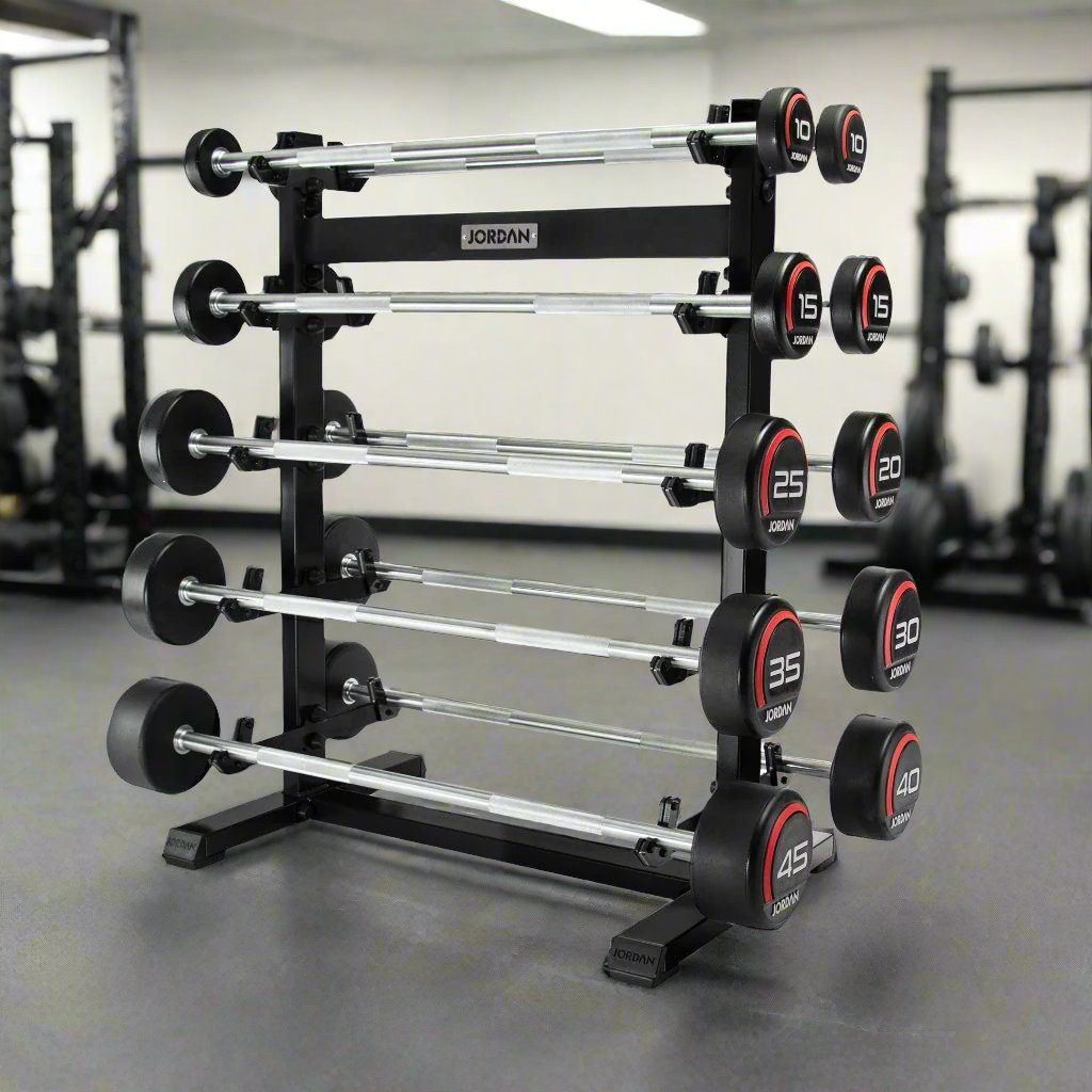 Jordan Fitness Barbell Rack - Black, Holds 10 Barbells