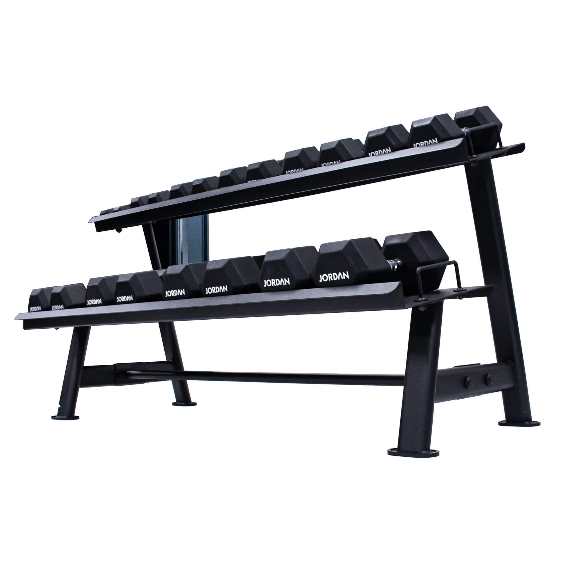 Jordan Fitness Hex Dumbbell Storage Rack - 2 Tier, Black - !0 Pair