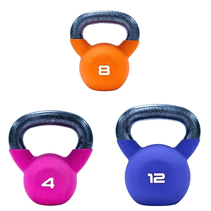 Jordan Fitness Neoprene Covered Kettlebell 4kg, 8kg and 12kg