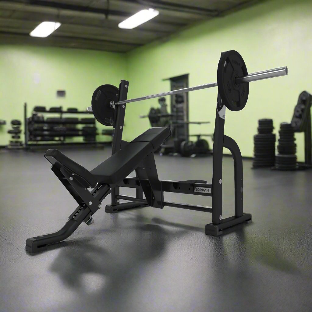 Jordan Fitness Olympic Incline Bench - Black - Gym Setting