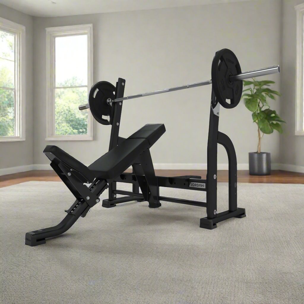 Jordan Fitness Olympic Incline Bench - Black _ Home Gym Setting