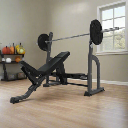 Jordan Fitness Olympic Incline Bench - Grey - Home Gym Setting