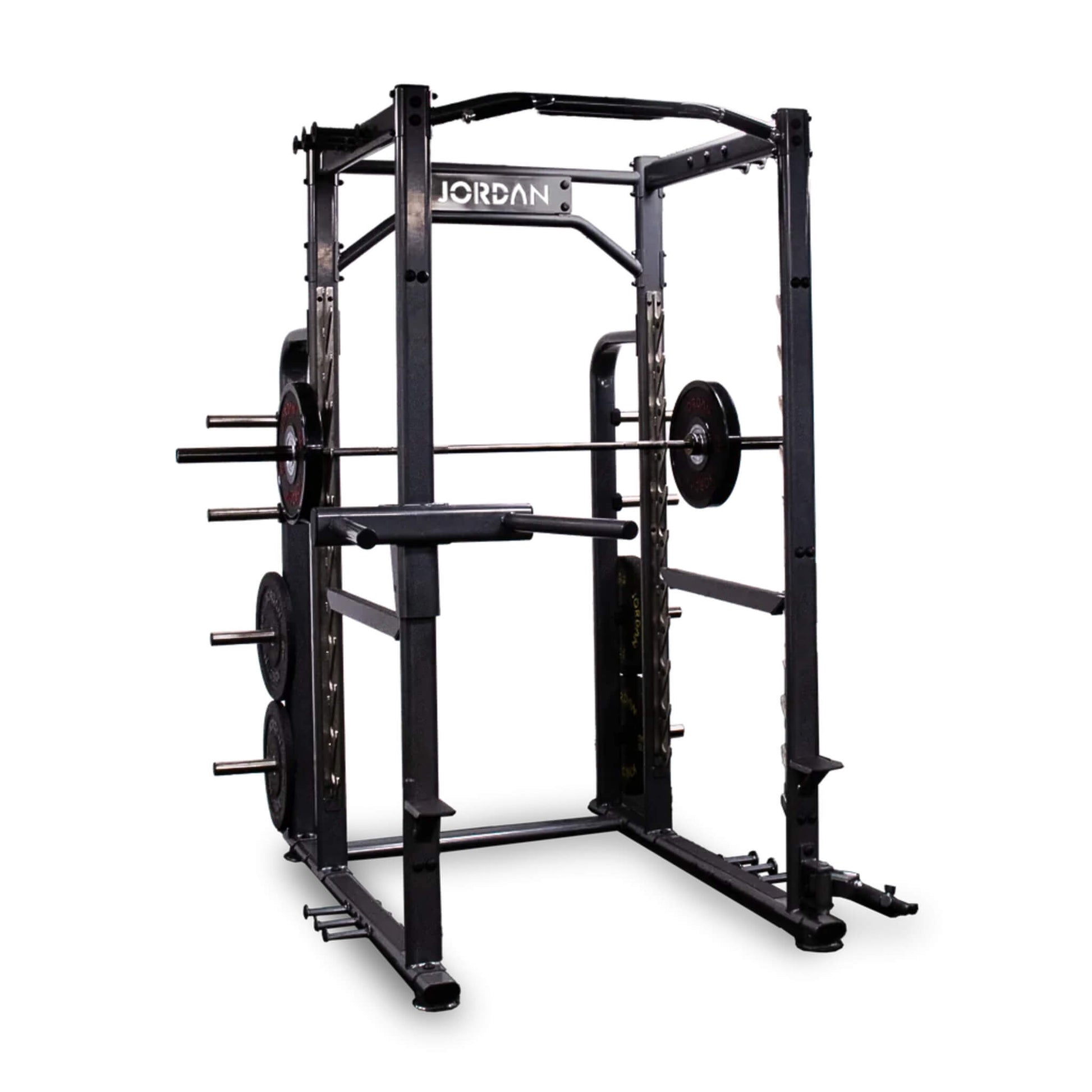 Jordan Fitness Power Rack with Attachments - black with weights