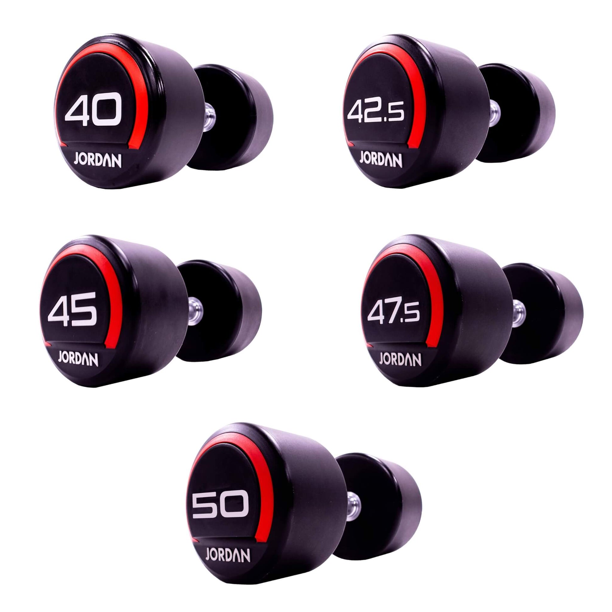 Jordan Fitness Rubber Dumbbells Red -40kg-50kg 5 pair