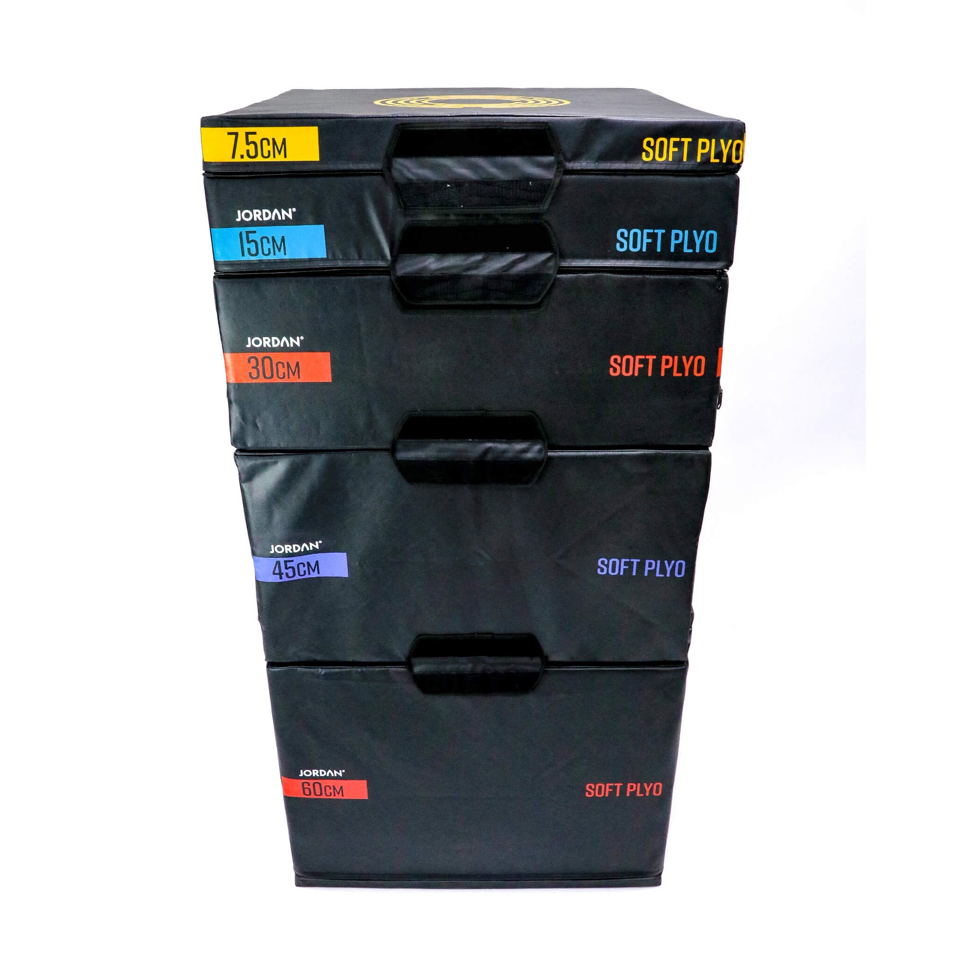 Jordan Fitness Set of 5Plyo Boxes. Made of high-density foam blocks covered in non-slip vinyl