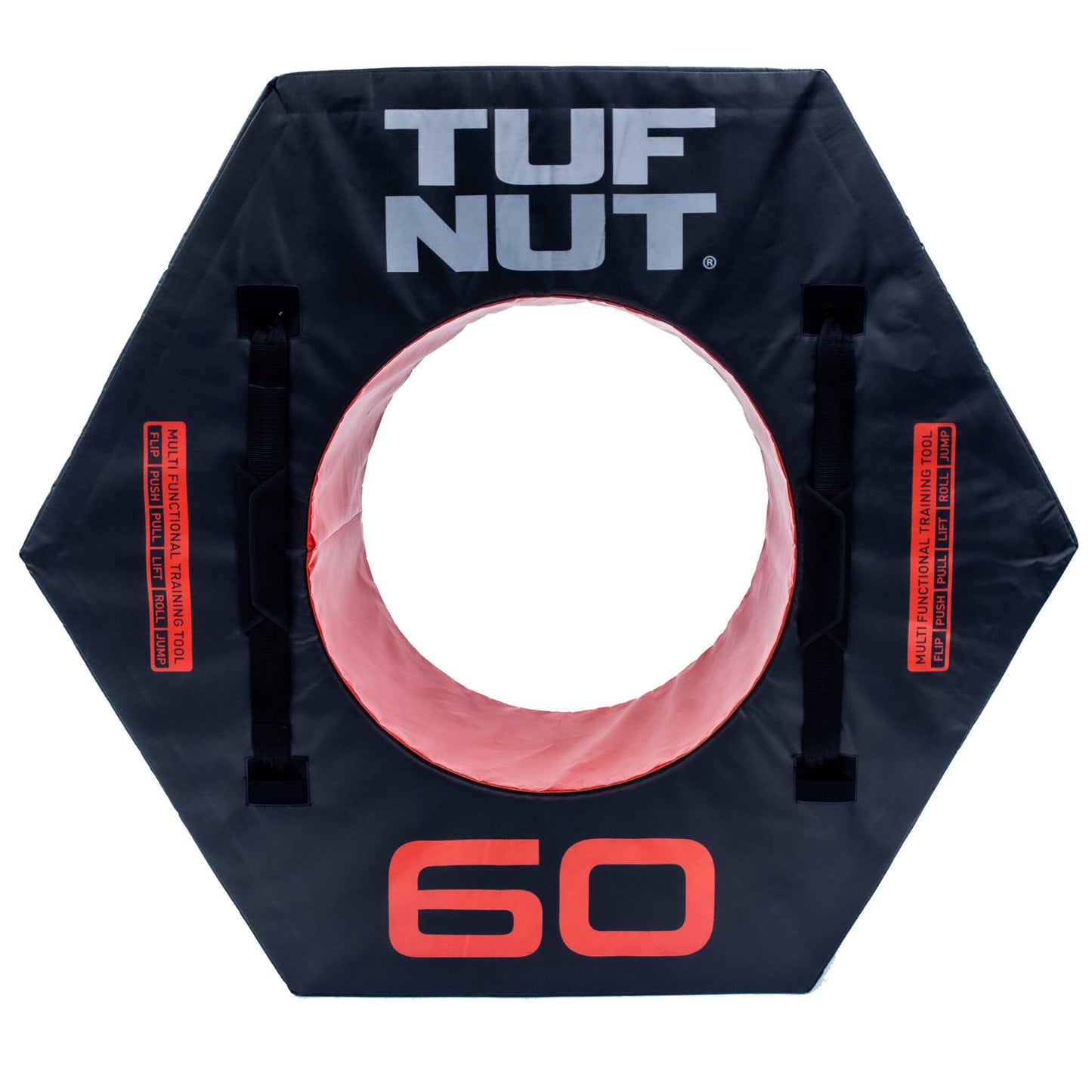 Jordan Fitness TufNut 60kg Orange TufNut’s hexagonal design provides complete control and offers a variety of workout challenges. It can be used for jumping, flipping, rolling, lifting, pushing, pulling, and walking.