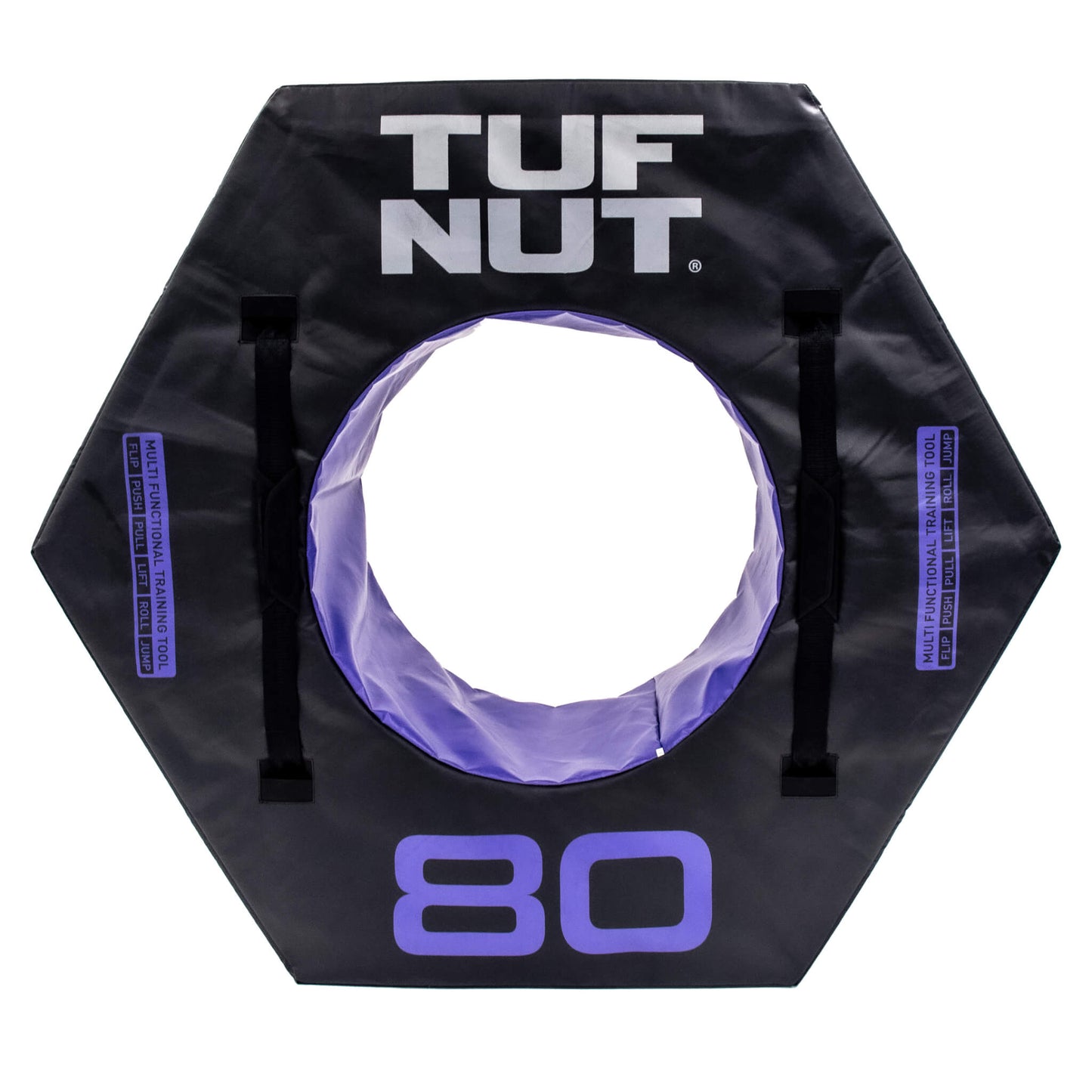 Jordan Fitness TufNut 80kg Purple TufNut’s hexagonal design provides complete control and offers a variety of workout challenges. It can be used for jumping, flipping, rolling, lifting, pushing, pulling, and walking.