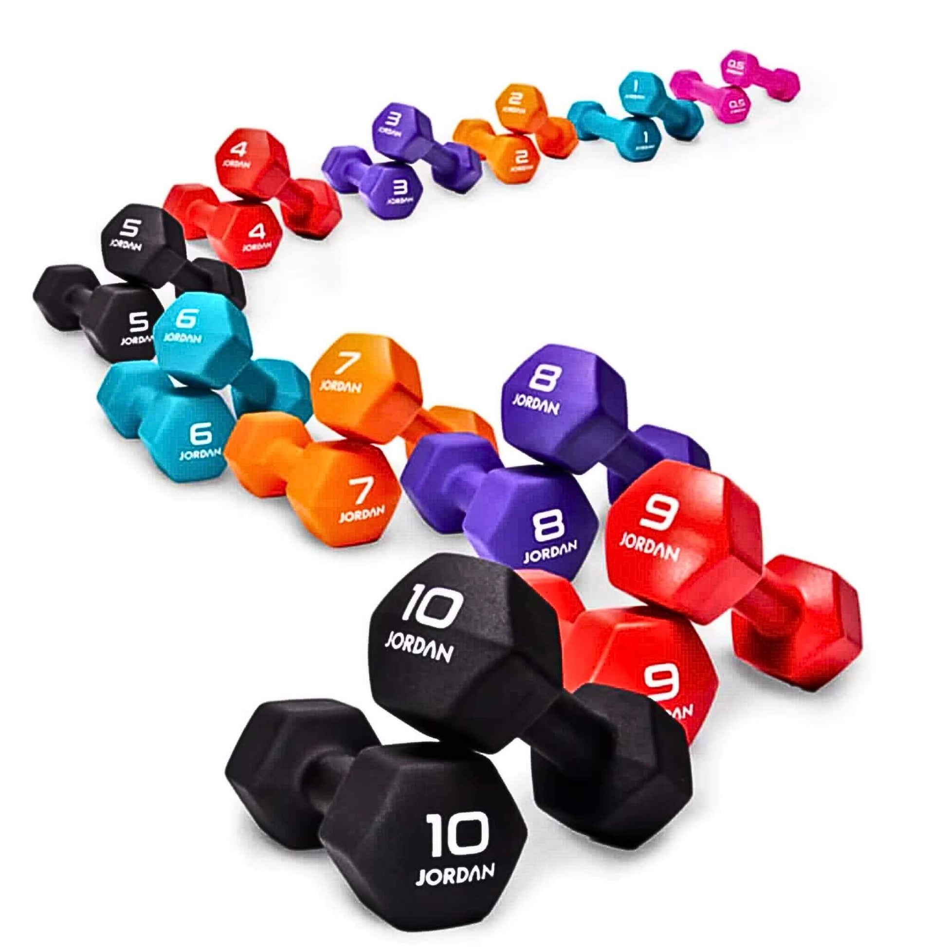 Jordan Neoprene Studio Hex Dumbbell pairs collection