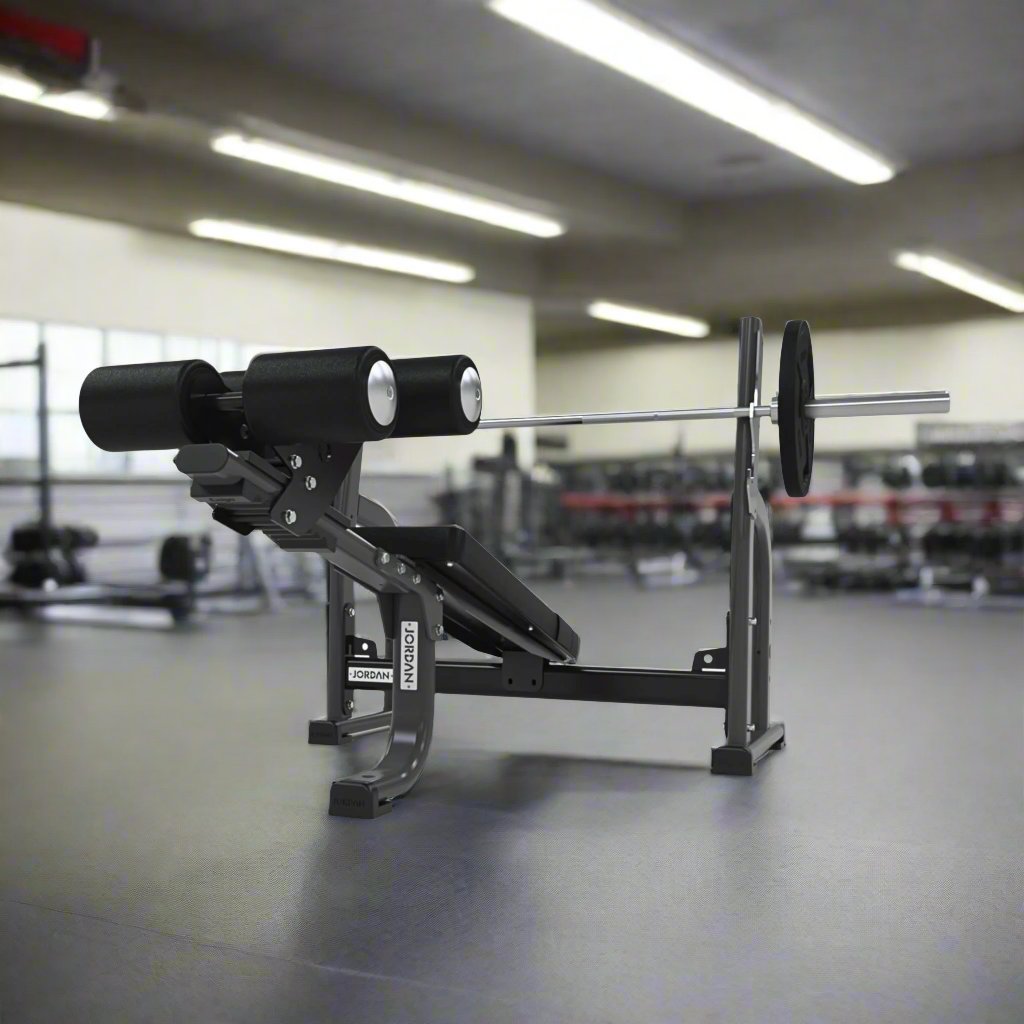 Jordan Fitness Olympic Decline Bench In Grey. gym setting