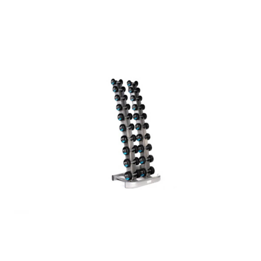 MYO -Rubber-Dumbbells with PU End Caps balck with blue ends.