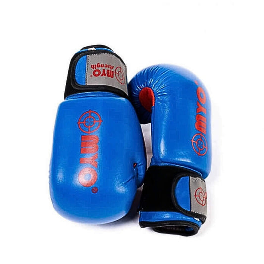 MYO Strength Leather Boxing Gloves – Blue/Red- 12oz in weight