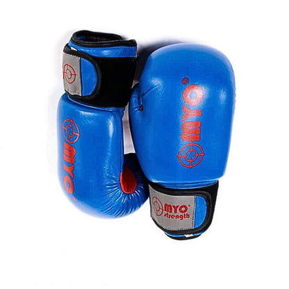 MYO Strength Leather Boxing Gloves – Blue/Red- 16oz in weight