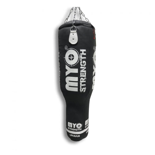 Myo Strength Punch Bag - Angle 4ft - Leather - black with with Myo Strength Logo