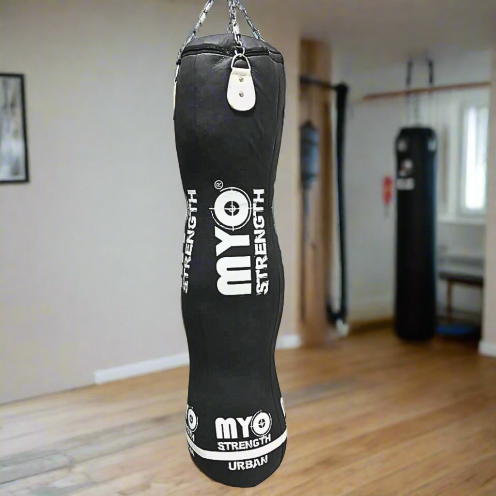 Myo Strength Punch Bag - Triple 5ft -Leather home gym setting