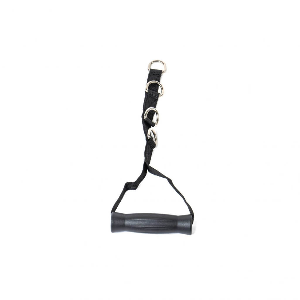 Adjustable Stirrup Handle ( Length: 30 cm ) The Myo Strength adjustable Stirrup Handle is designed for pulley, cable, or selectorised weight stack-based fitness equipment