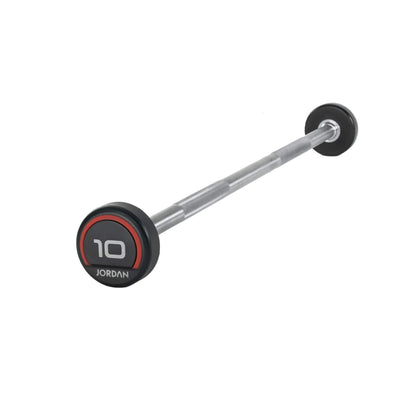 Jordan Fitness Rubber Barbells Straight Bar - Red - 10kg gym setting