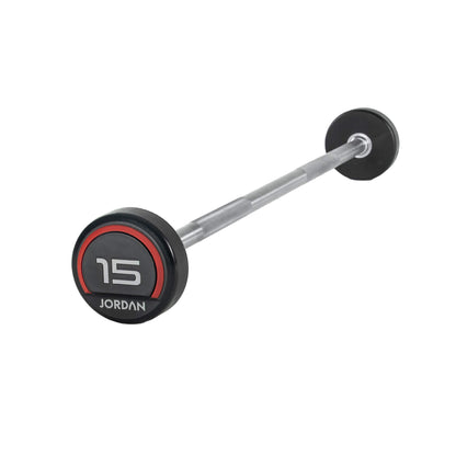 Jordan Fitness Rubber Barbells Straight Bar - Red - 15kg 